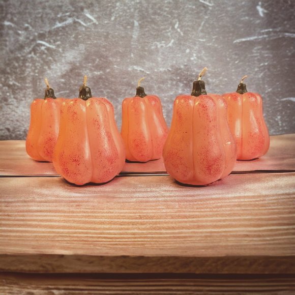 Set of 5 UNBURNED Squash-Shaped Wax Candles - Picture 2 of 4